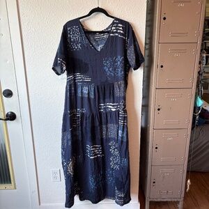 YESNO Women Casual Loose Bohemian Floral Dress with Pockets Short Sleeve